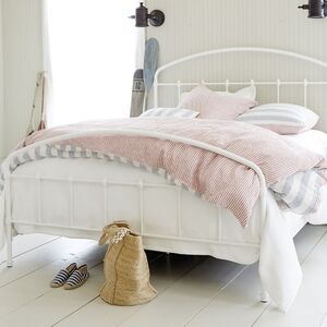 BALLARD DESIGNS Queen Duvet Set Riviera Linen Blue & Ref Stripe Duvet Set